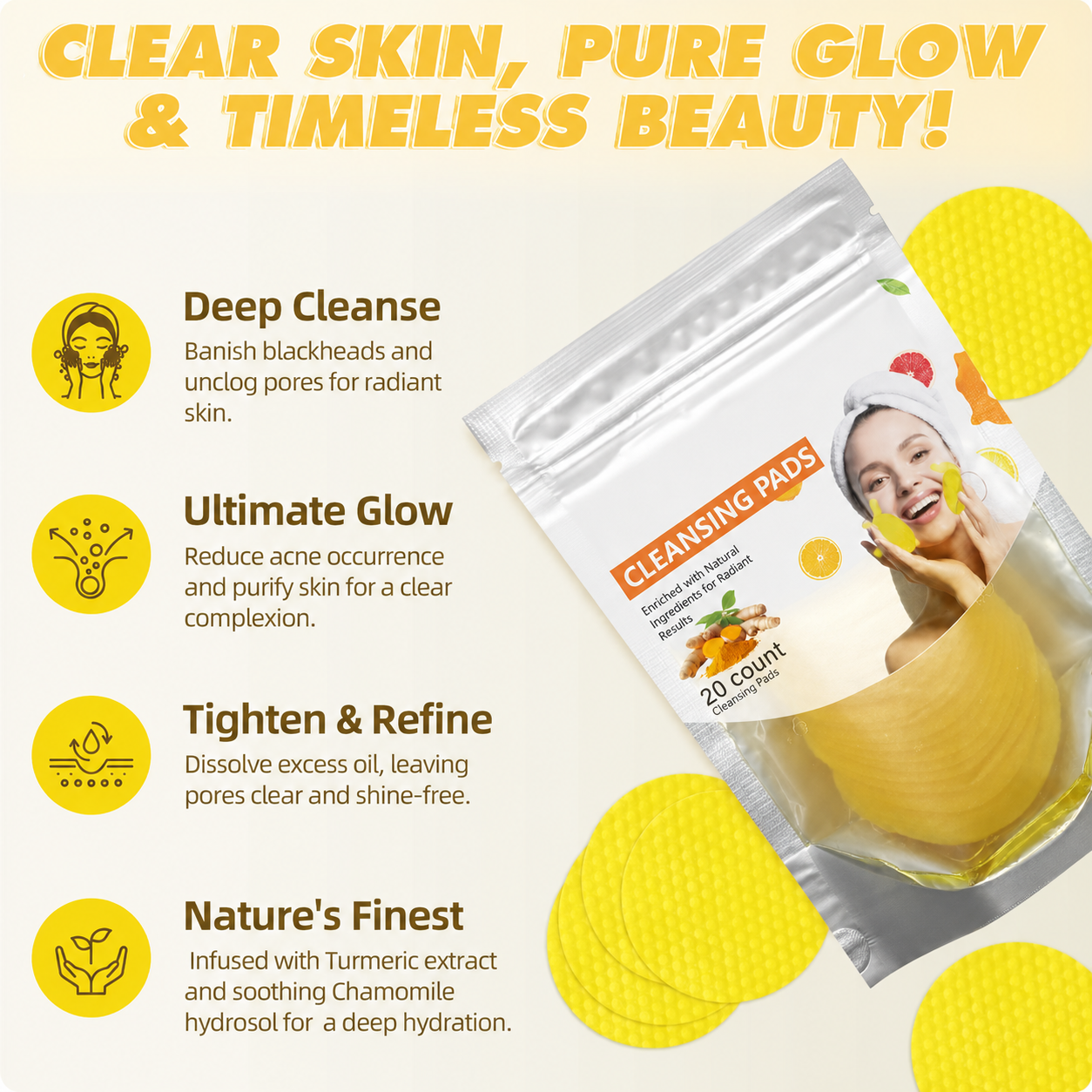 ✨Turmeric & Kojic Acid Brightening Cleansing Pads